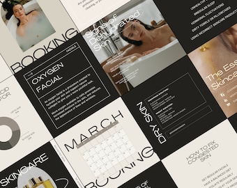 Esthetician Instagram Templates, Skincare Social Media Canva (111 Posts)