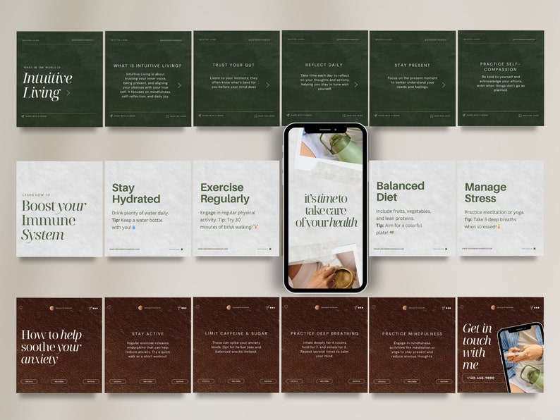 Holistic Coach Instagram Templates, Wellness Coach Templates, Nutritionist Social Media Posts, Health Coach Post, Holistic Coach Post, Canva Templates, Nutrition Coach Instagram, Aesthetic Instagram Templates, Modern Instagram Templates, Luxury Post