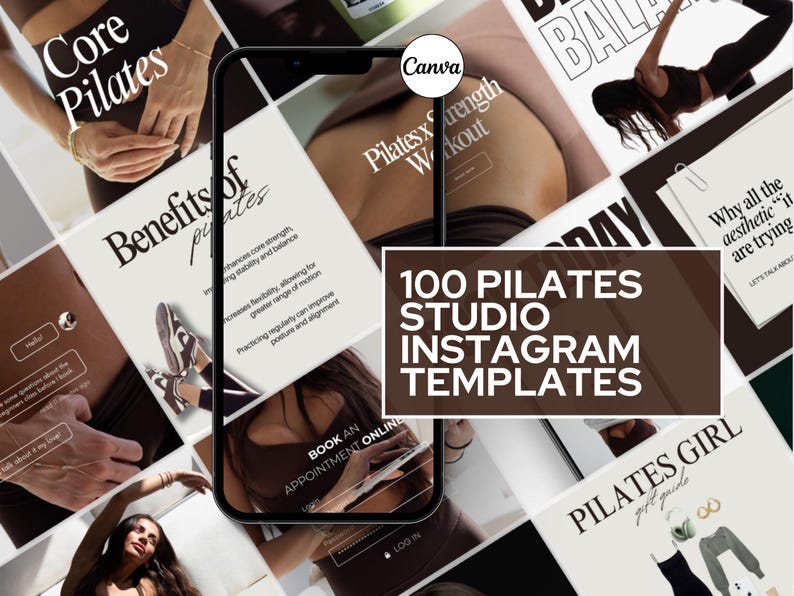 Pilates Instagram templates, Canva templates, Pilates studio posts, fitness branding, customizable designs, exercise tutorials, motivational quotes, Pilates class promotion, social media marketing, professional Instagram feed, fitness influencers, client testimonials, cohesive branding, Pilates journey, health and wellness, time-saving templates, Pilates exercises, promotional posts, fitness education, Pilates tips, self-care content. aesthetic social media templates, pilates girlie, pinterest