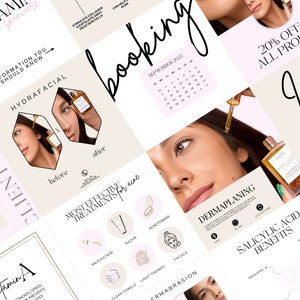 Pink Instagram Template for Skincare, Esthetician Instagram Templates, Aesthetic Instagram, Modern Templates, Canva Template For Skincare