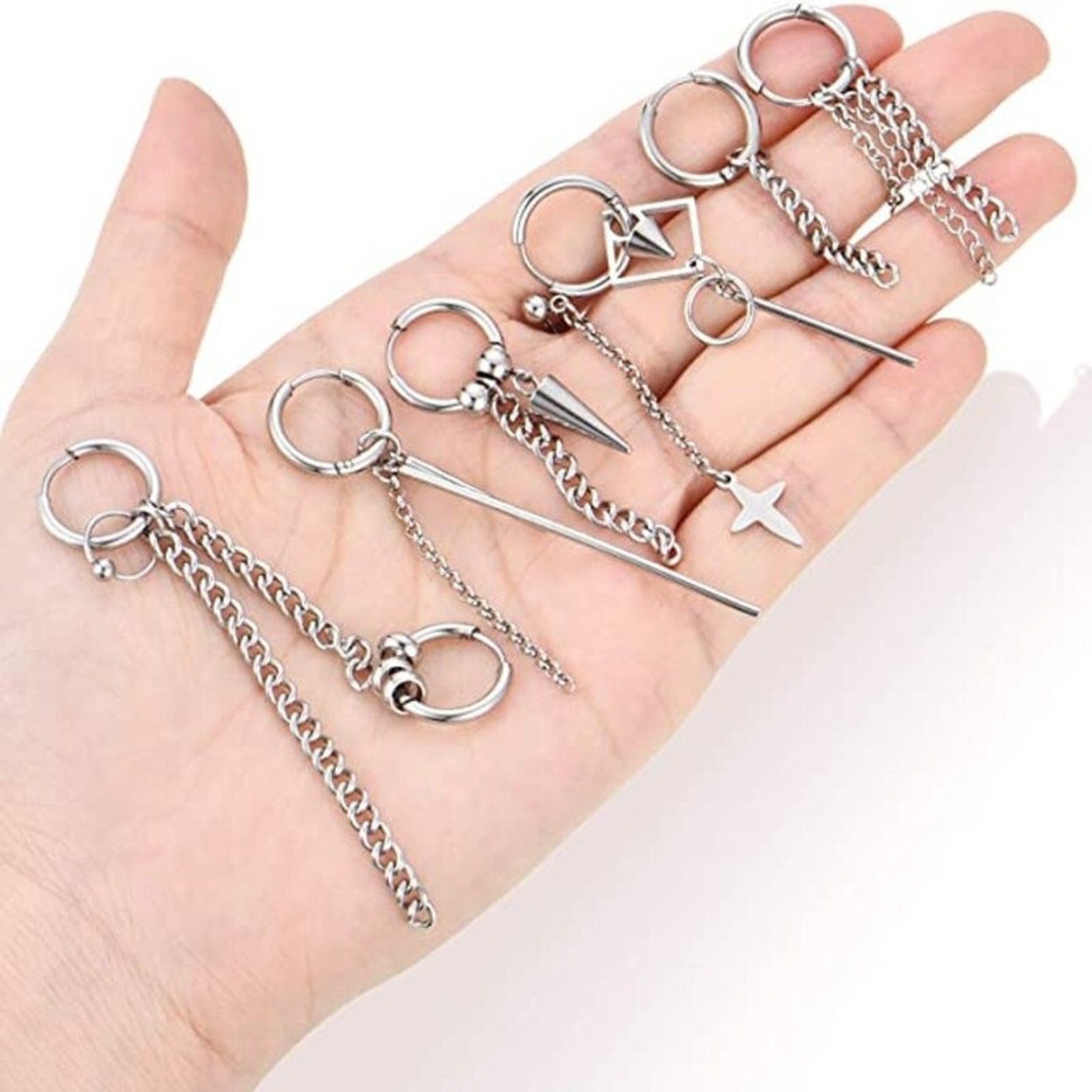Kalttoy Kpop Ohrringe Set - 12 Paar Koreanische Statement Ohrringe Mit Kreuz & Hoop Designs