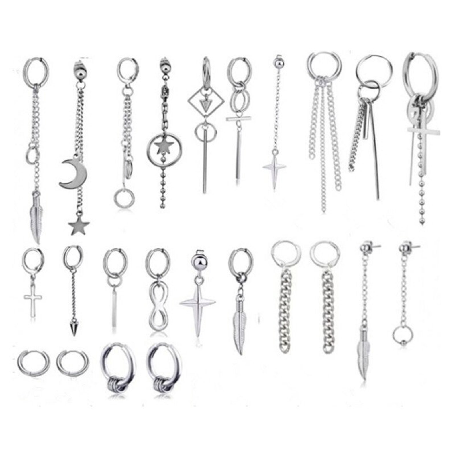 Kpop Earrings Korean Earrings 24pcs Set Earrings Punk Etsy