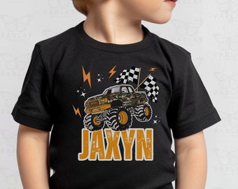 Kids Monster Truck Shirt, Custom Toddler Car Shirt with Name, Baby offroad kids shirt, Race Car shirts for children, Camo Tractor Shirt Boys