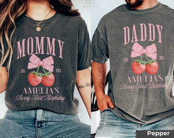 Berry First Birthday Shirt for Mom and Dad, Matching Family Berry 1st Birthday Shirt for Aunt, Sweet One Strawberry Birthday Outfits