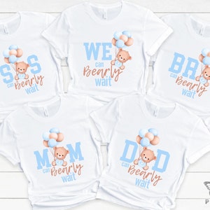 We can bearly wait shirts, boy baby shower shirts, Matching baby shower T shirts, Teddy Bear Baby Shower Shirts, Pregnancy Announcement Tee