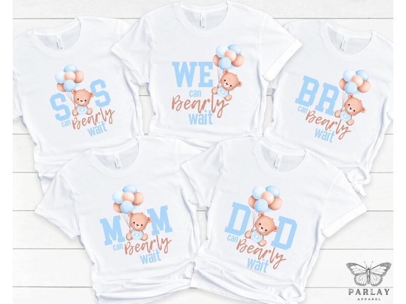 We Can Bearly Wait Shirts, Boy Baby Shower Shirts, Matching Baby Shower