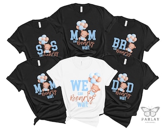 We can bearly wait shirts, boy baby shower shirts, Matching baby shower T shirts, Teddy Bear Baby Shower Shirts, Pregnancy Announcement Tee