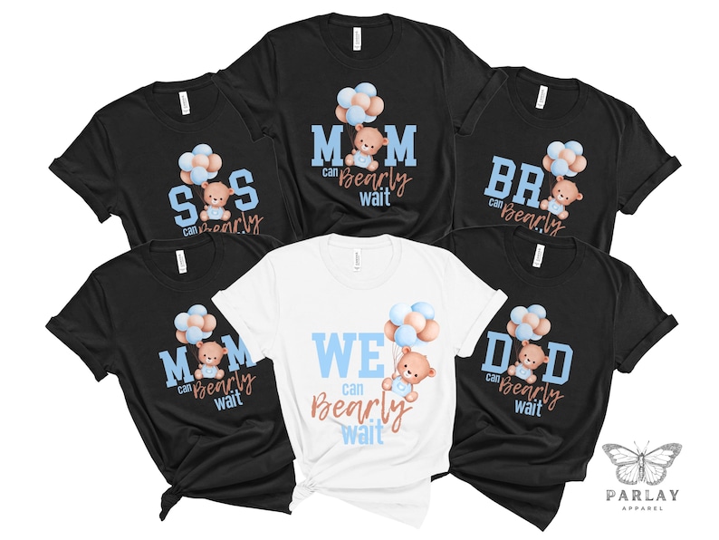 We Can Bearly Wait Shirts, Boy Baby Shower Shirts, Matching Baby Shower