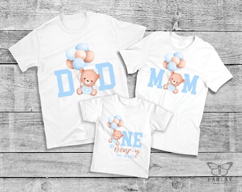 Beary First Birthday Bear Birthday Shirt for baby boy 1st birthday party, First Birthday shirt boys cake smash photoshoot, Teddy bear Bday