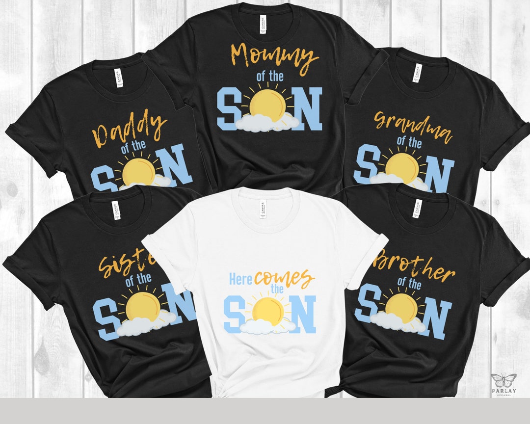 Here Comes the Son Baby Shower Shirts for Family, Boy Baby Shower Here