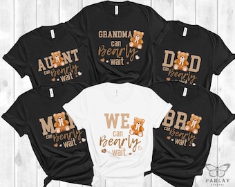 We can bearly wait  boy baby shower shirts Gender Neutral baby shower T shirts Teddy Bear Baby Shower Shirts Pregnancy Announcement Tee