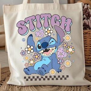 Disney Stitch Tote Bag, Stitch Lover Tote Bag, Stitch Party Tote Bag, Cute Tote Bag, Stitch Lilo Disney Tote, Disney Kids Tote, Custom Tote