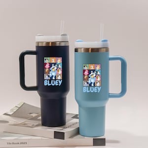 Bluey Tumbler, Blue Dog Tumbler, 40oz Tumbler, Bluey Bingo, Kids Water Bottle, perfect Birthday Gift, Blue Dog, Kids Tumbler, 40oz Tumbler