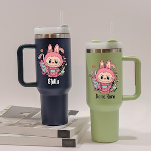 Custom Labubu 40oz Tumbler With Handle, Custom Name Tumbler, Labubu Tumbler, Labubu Teacher Tumbler, Labubu Lover, Personalized Tumbler