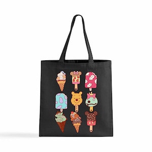 Winnie The Pooh Tote Bag, Ice Cream Tote Bag, Tote Bag gift, Cute Tote Bag, Casual Disney Tote Bag, Pooh Lover Gift Bag, Custom Tote Bag