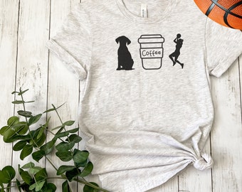 Koffiehond basketbal T-shirt, uniseks T-shirt, cadeau voor geliefden