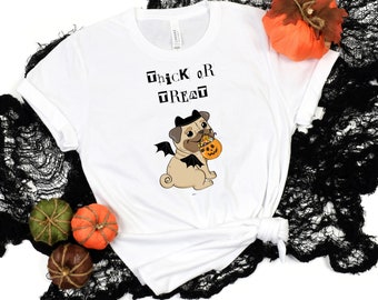 Dik of traktatie Halloween-shirt, -sweater en -hoodie voor moeders en geliefden van mopshonden