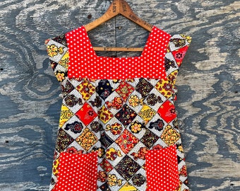 60s patchwork printed cotton baby doll blouse