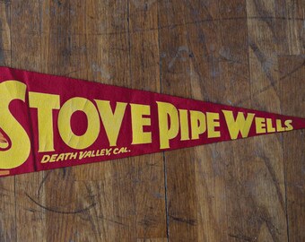 vintage Stove Pipe Wells Death Valley California souvenir pennant flag