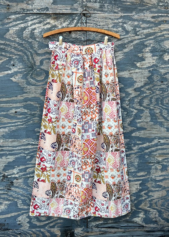 Vintage 1960s block print maxi skirt - image 4