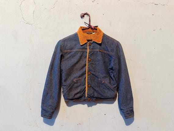 Vintage 1950s Snap Front Childs Sherpa Lined Denim Wrangler Jacket