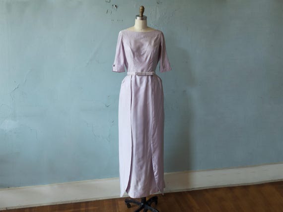 1960s Lavender Satin Evening Gown - Detachable Peplum, Mod Formal Dress -  Etsy UK