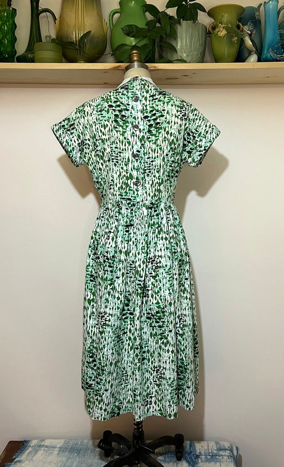 Vintage 50s Betty Barclay Frocks barkcloth green … - image 6