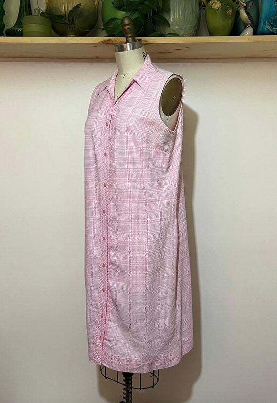 Vintage 50s/60s pink and white gingham check shif… - image 4