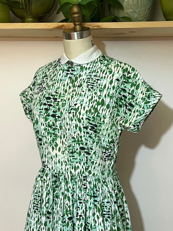 Vintage 50s Betty Barclay Frocks barkcloth green … - image 4