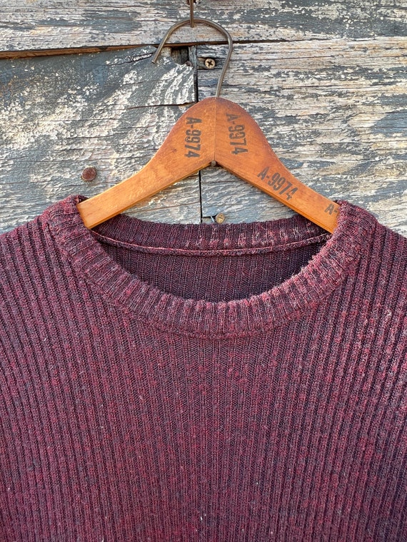 Vintage 50s rib knit sweater tee shirt - image 2
