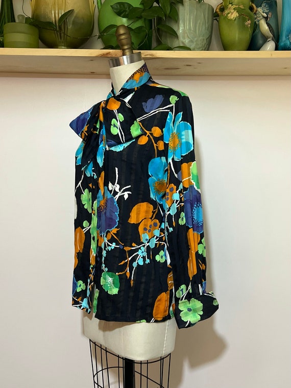 Vintage 70s adelaar floral printed cotton blouse … - image 4