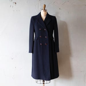 stunning vintage 70s Navy Blue 100% Cashmere wool tailored overcoat - Originals by Denise