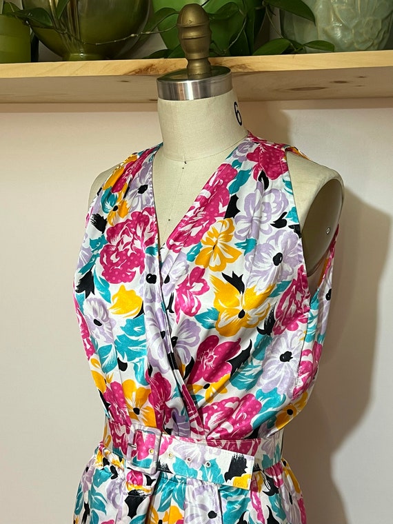 Vintage 70s Halston floral printed dress with mat… - image 5