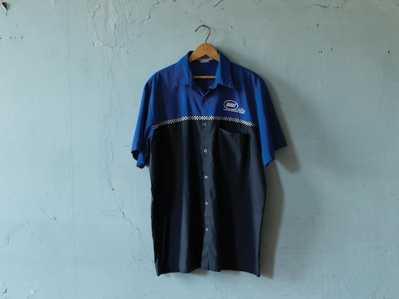 Vintage 90s Color Blocked Blue & Black Motorcycle Mechanics