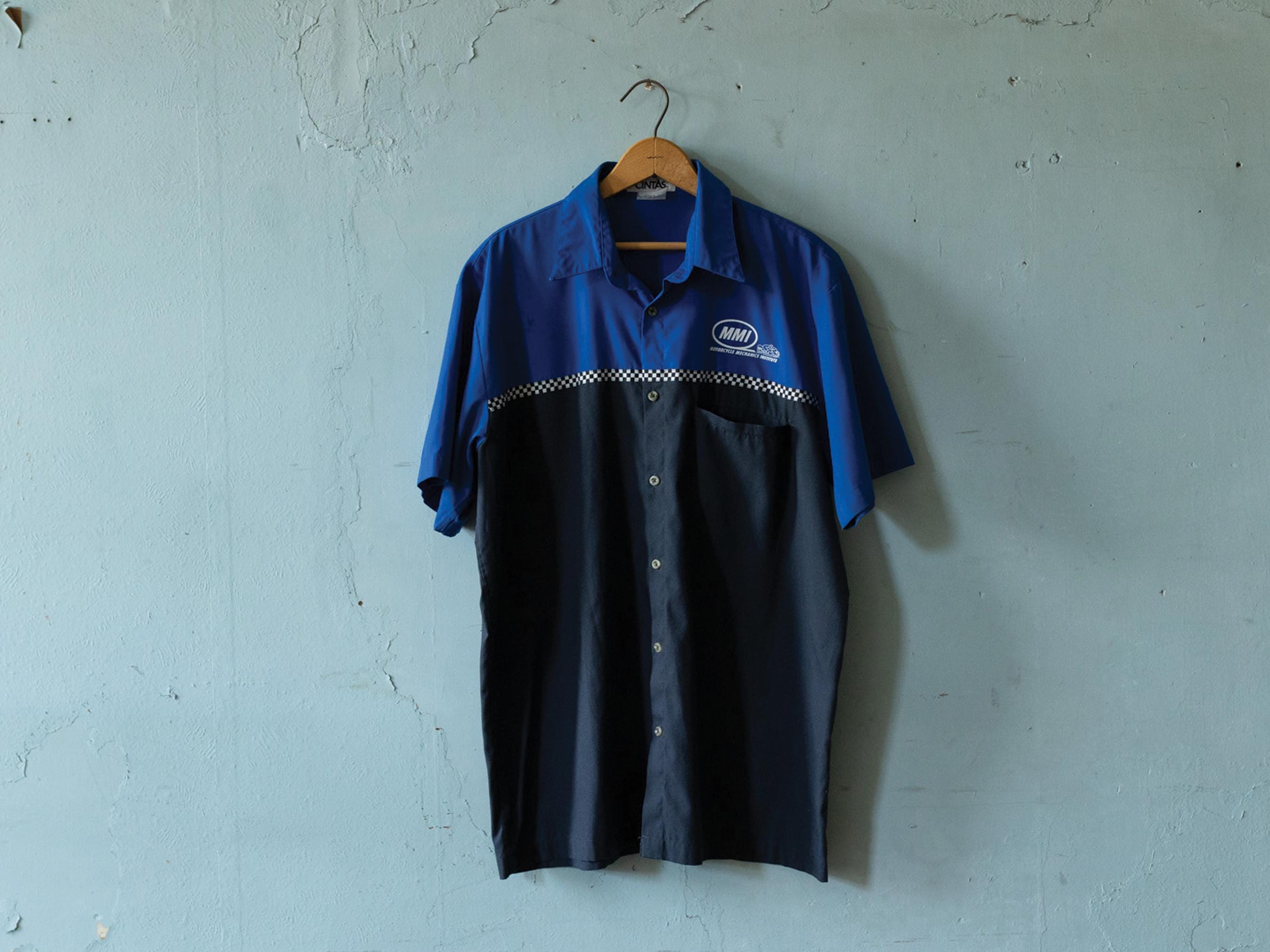 Vintage 90s Color Blocked Blue & Black Motorcycle Mechanics