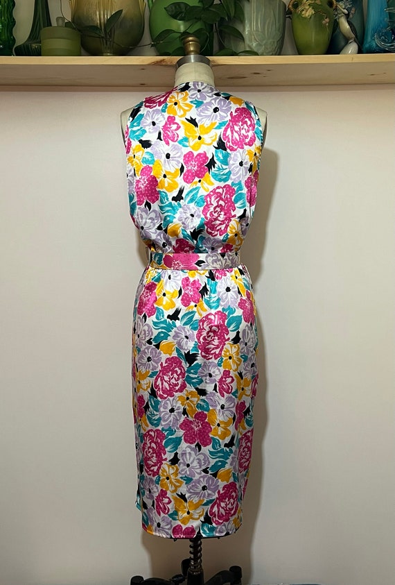 Vintage 70s Halston floral printed dress with mat… - image 8