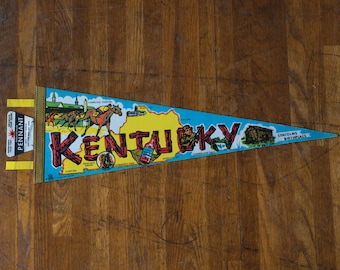 Vintage Kentucky State Souvenir Pennant - Bluegrass State Motifs