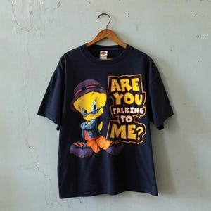 Camiseta vintage de los 90 con estampado gráfico de los Looney Toons / Piolín - ¿Me estás hablando?