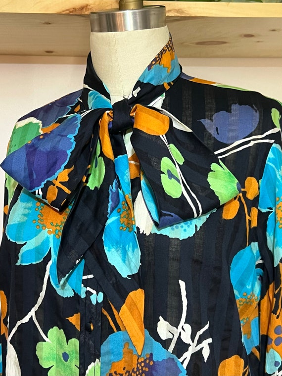 Vintage 70s adelaar floral printed cotton blouse … - image 3