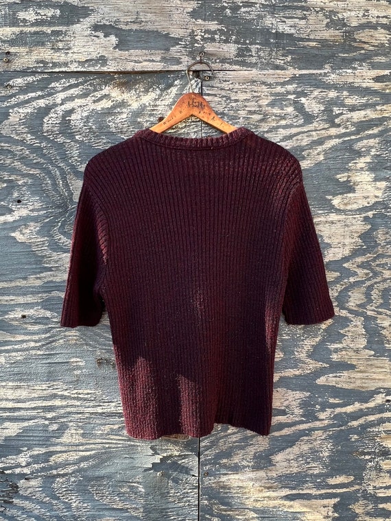 Vintage 50s rib knit sweater tee shirt - image 3