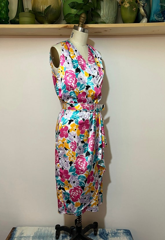 Vintage 70s Halston floral printed dress with mat… - image 4