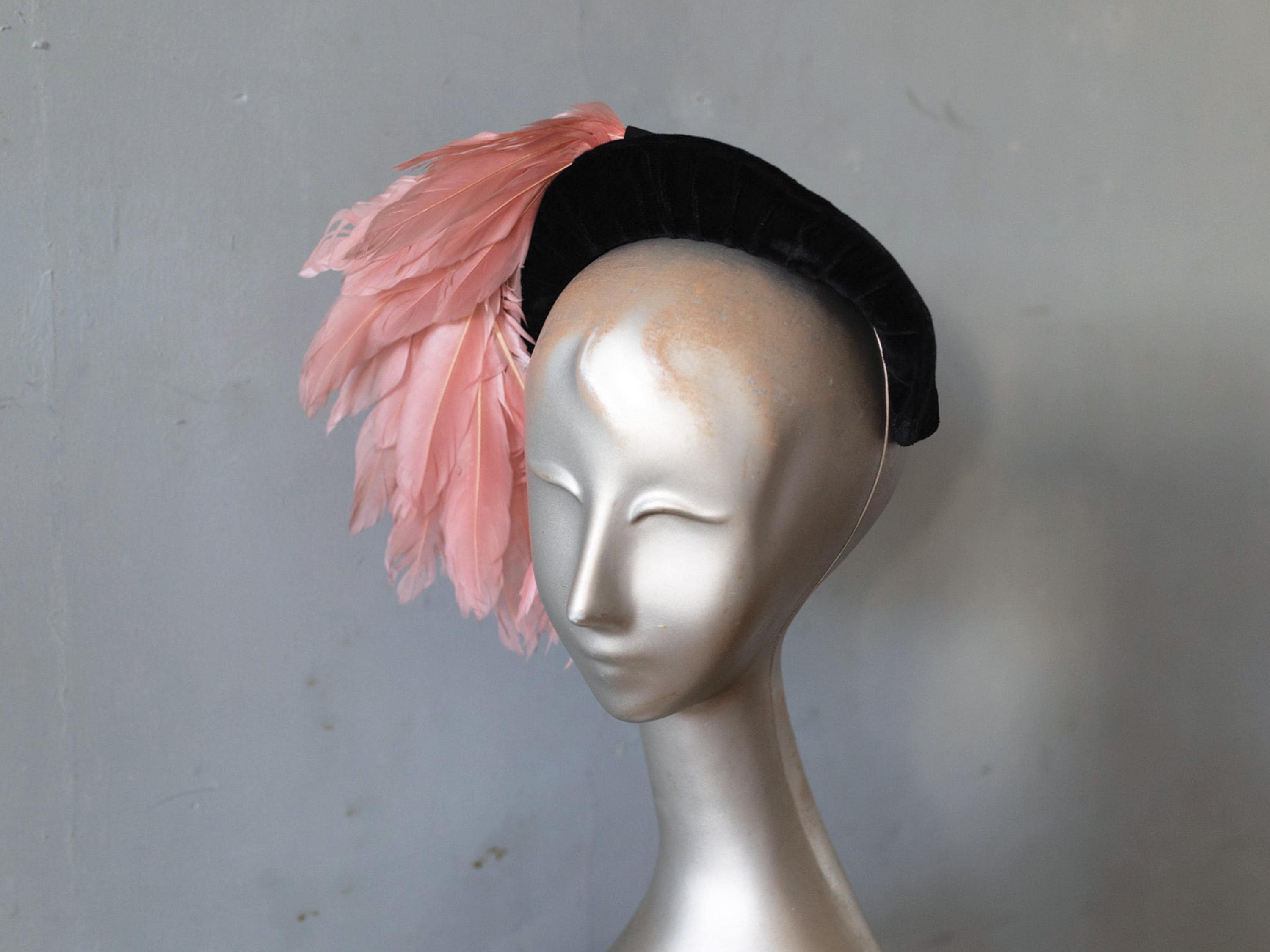 Pink/Mauve Hand Painted Feather Adjustable Hat with Leather Band Brand New A refined detail for a well-worn hat. The Turquoise Lotus  main image 2