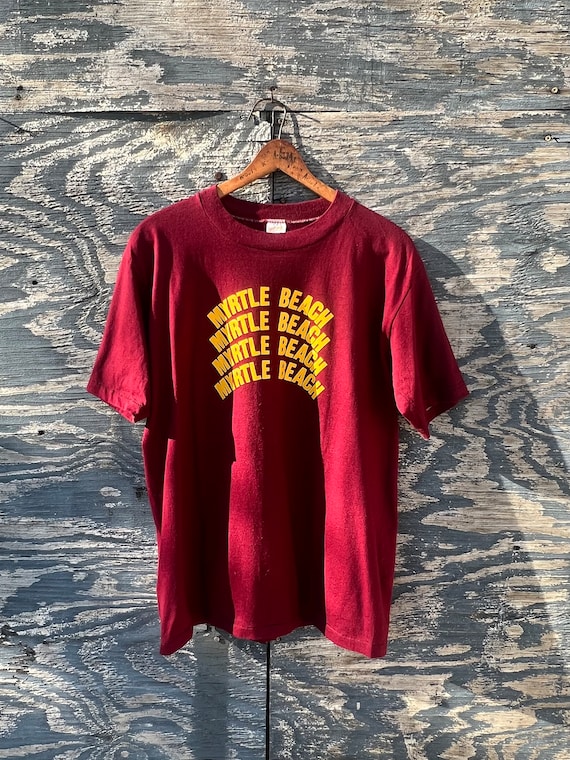 T-shirt Vintage Myrtle Beach 1991 - Collection été USA - Taille M - Coton Uni
