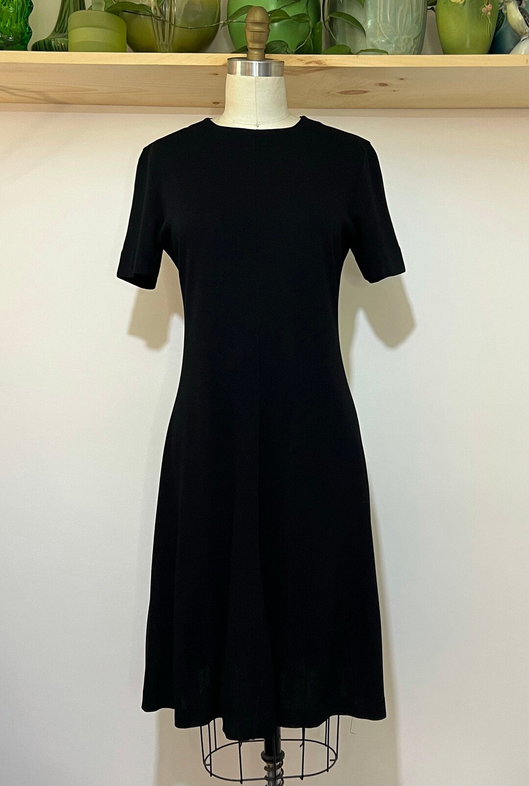 60’s Black and Blue Polyester A-Line Dress