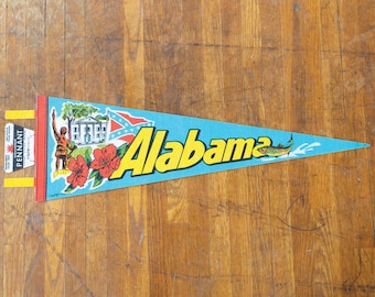 Drapeau vintage souvenir de l'État de l'Alabama - figures/motifs emblématiques de l'Alabama
