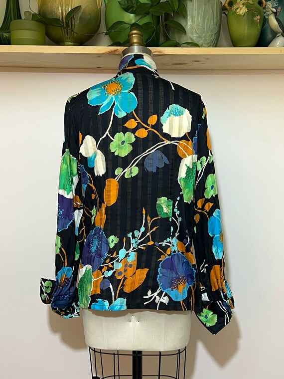 Vintage 70s adelaar floral printed cotton blouse … - image 5