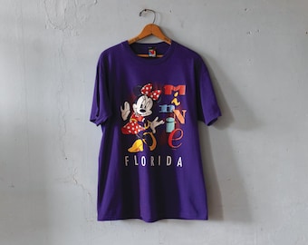 90s vintage purple Minnie Mouse Disneyland Florida graphic print t-shirt - Mickey Unlimited