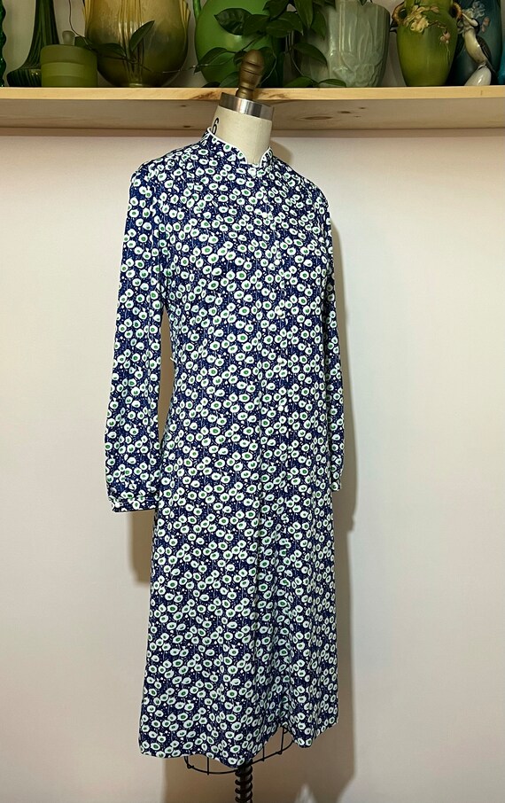 Vintage 60s Frances Breuster blue and green abstr… - image 4