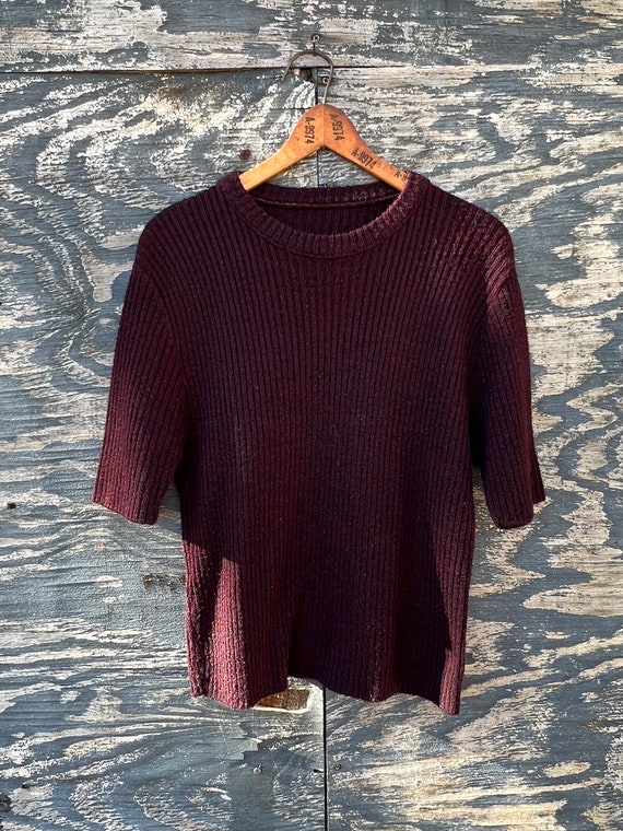 Vintage 50s rib knit sweater tee shirt