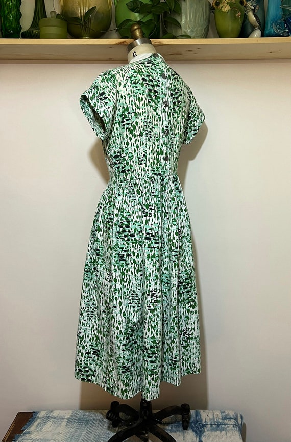 Vintage 50s Betty Barclay Frocks barkcloth green … - image 5